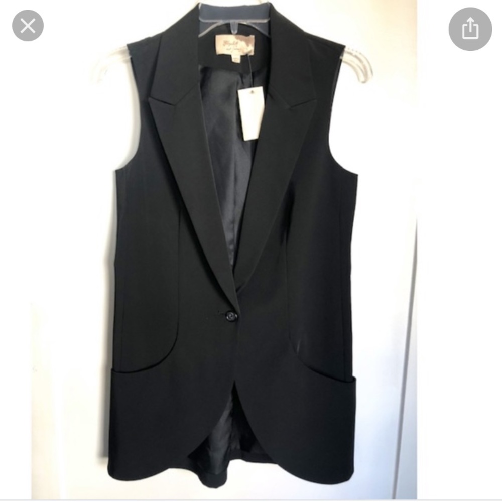 Elizabeth & James Black Long Tuxedo Vest